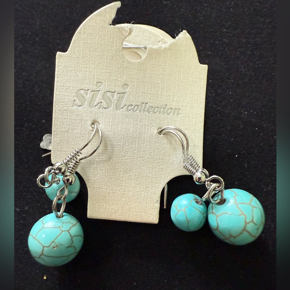 Sisi Collection Turquoise & silver earrings NEW NWT